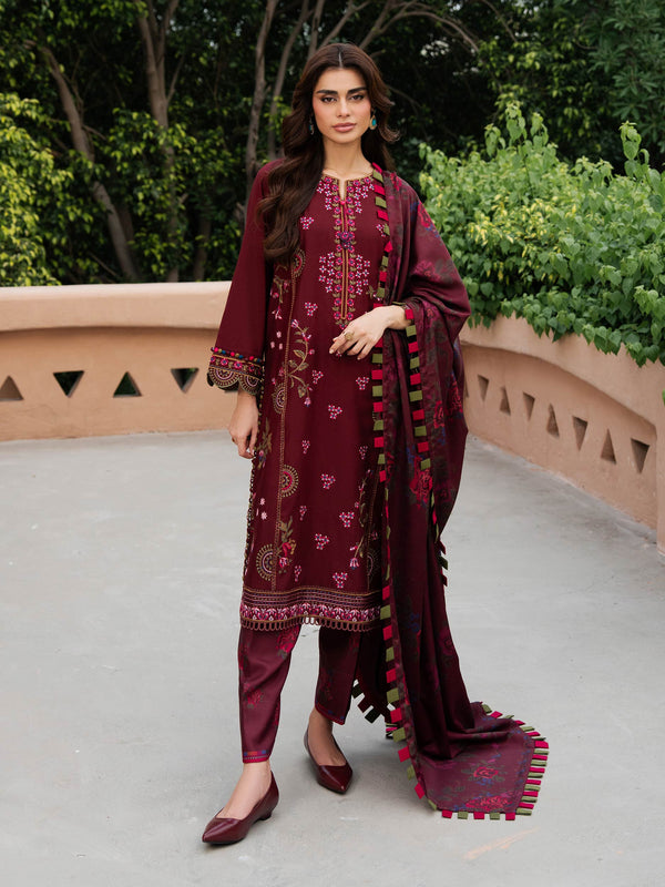 3 Piece Khaddar Suit-Embroidered (Unstitched)