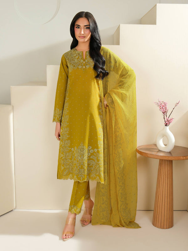 3 Piece Cambric Suit-Paste Print (Unstitched)