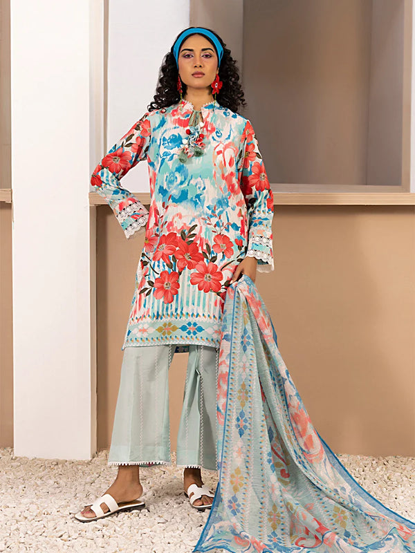3pc Unstitched Printed Silk Lawn Suit (ASI062)