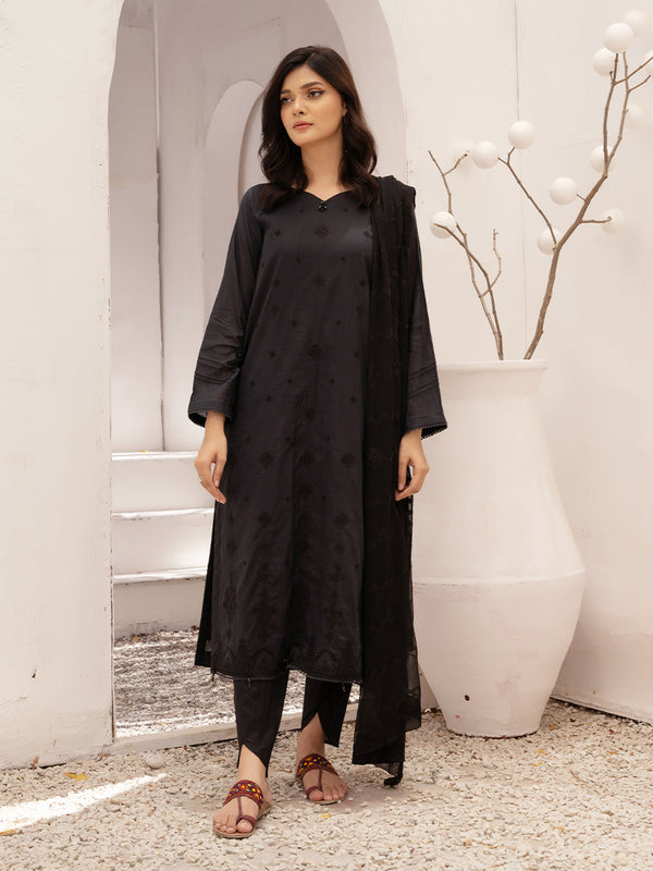 3pc Unstitched - Dyed Embroidered Shirt With Chiffon Embroidered Dupatta