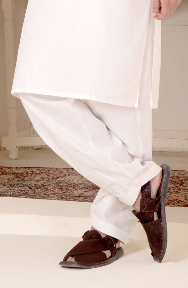 MEN COTTON SILK SHALWAR OFF WHITE