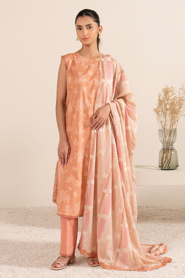 CORAL CRUSH-3PC PRINTED LAWN SUIT