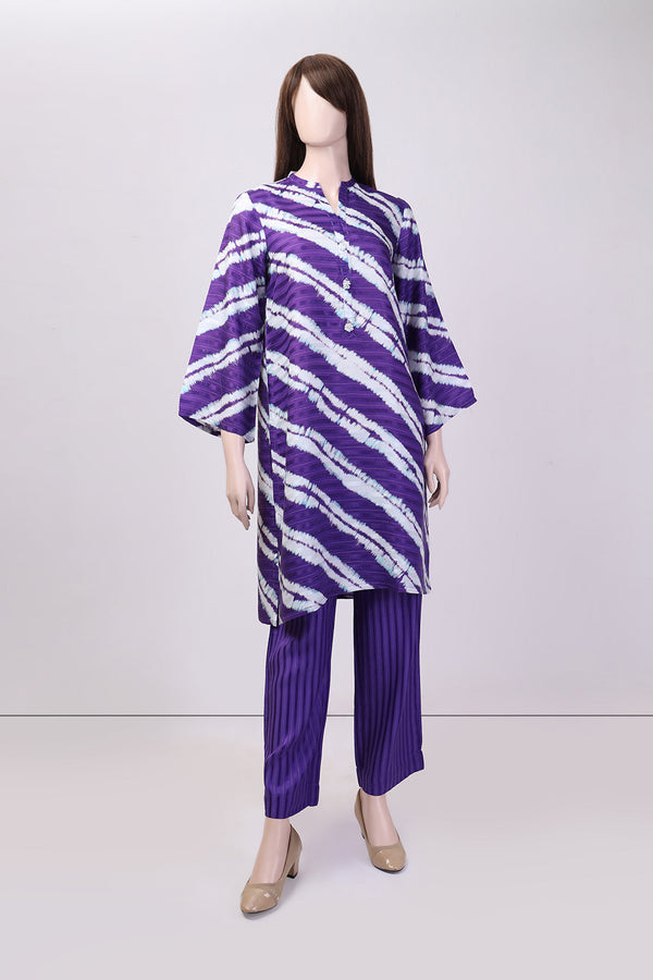 Printed Zari Silk Touch Stitched 2 Piece (Shirt/Trouser)