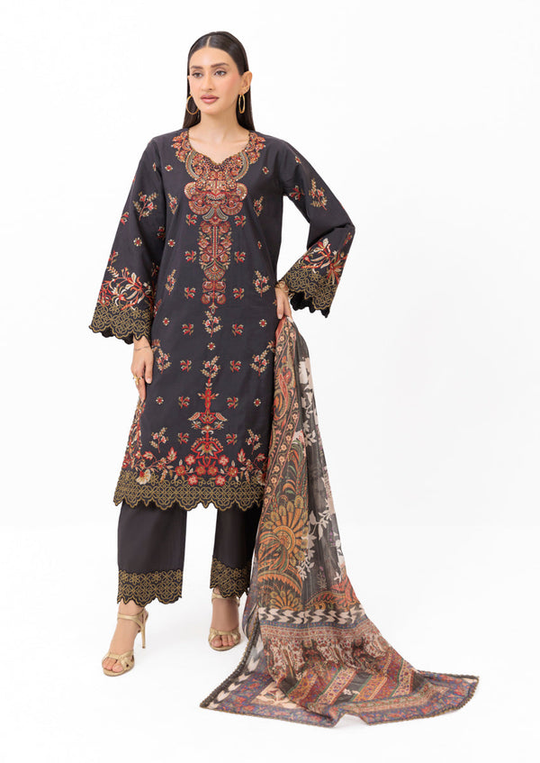 Black-Cotton Silk-3 Piece (WPS25SE3003)