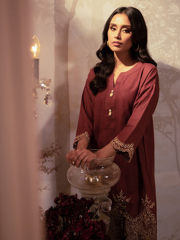 1Pc Solid Embellished Stitched Shirt