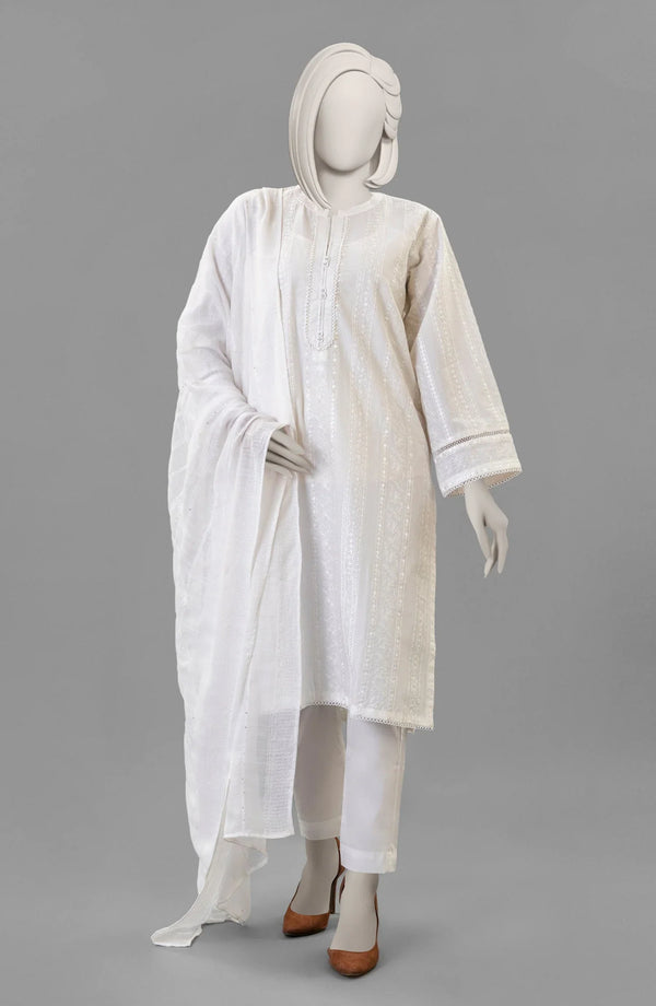 EMBROIDERED CAMBRIC STITCHED 3 PIECE