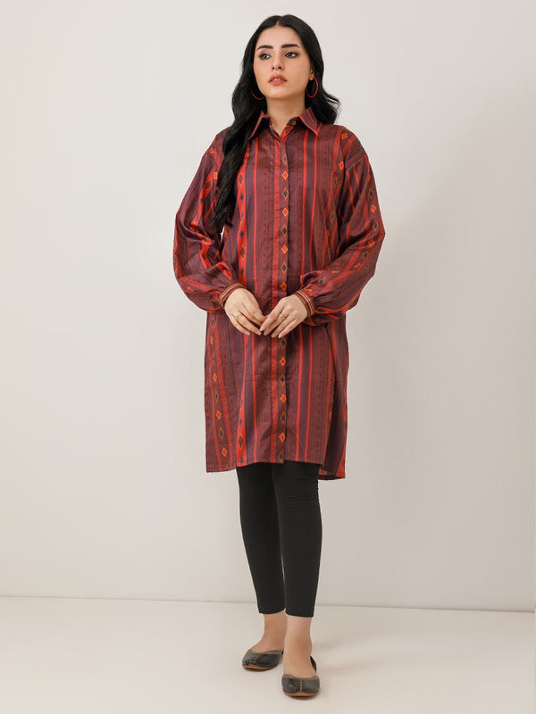 1PC Stitched Basic Printed Cotton Silk Shirt