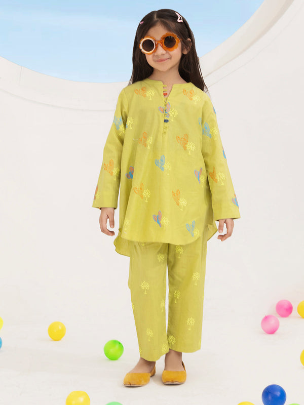 Parrot Green Yarn Dyed 2 Piece Stitched - ALGR-2PS-LKS-1014