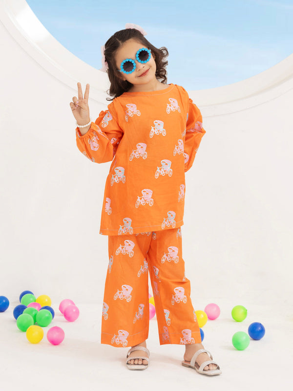 Orange Yarn Dyed 2 Piece Stitched - ALGR-2PS-LKS-1015