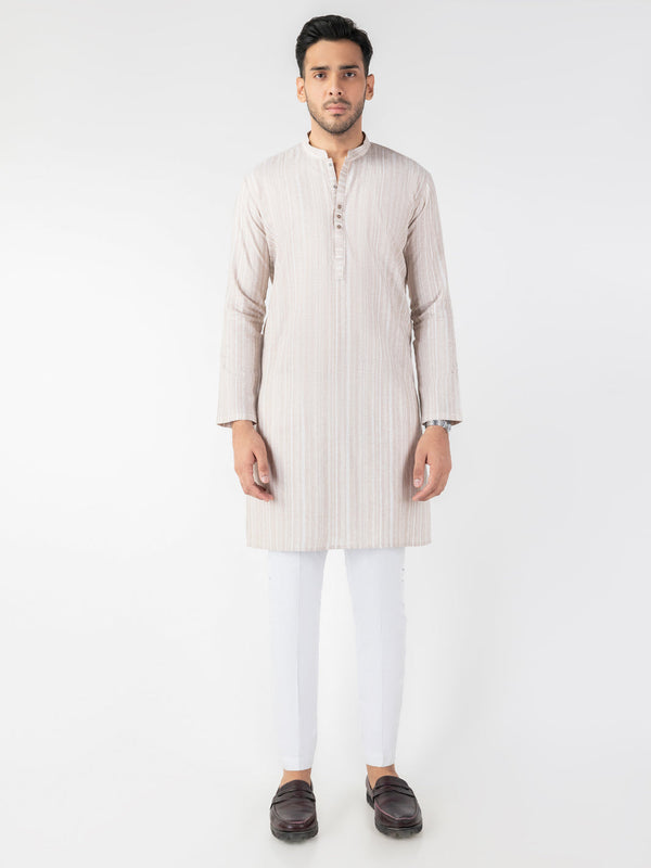 Beige Blended Kurta - AL-K-1247