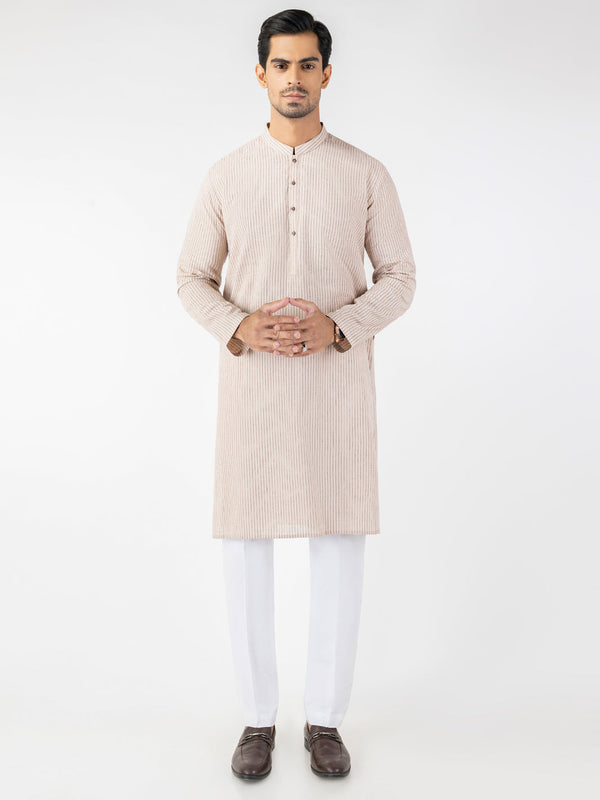 Beige Blended Kurta - AL-K-1251