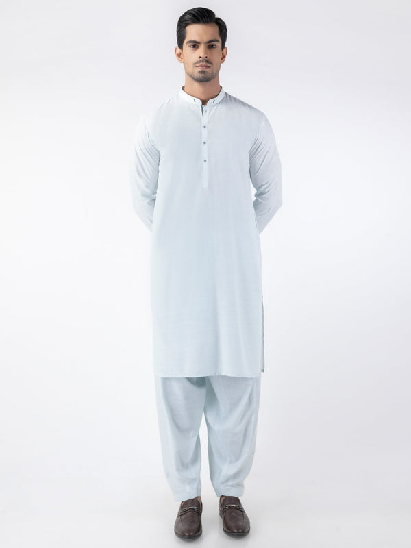 Light Blue Blended Kameez Shalwar - AL-KS-3156