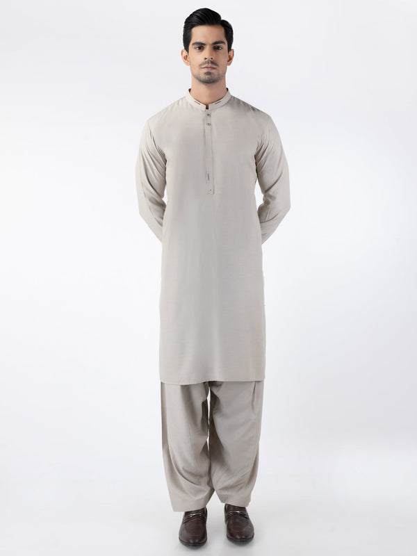 Fawn Blended Kameez Shalwar - AL-KS-3191
