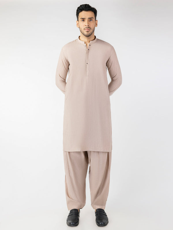 Light Brown Blended Kameez Shalwar - AL-KS-3198