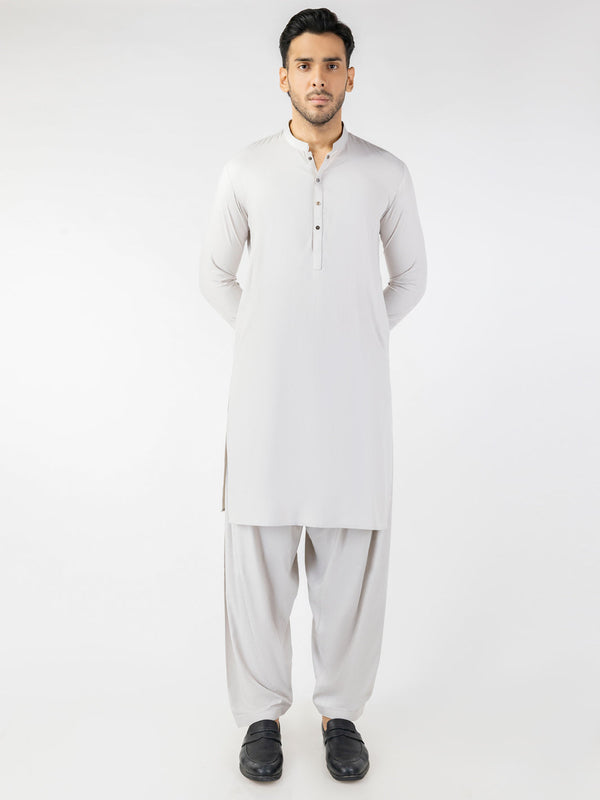 Light Grey Blended Kameez Shalwar - AL-KS-3200