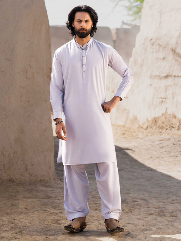 Sky Blue Blended Kameez Shalwar - AL-KS-3209