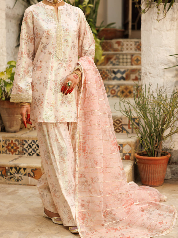 Light Pink Lurex Viscose 3Pc Stitched - AL-3PS-LS-542