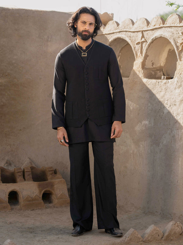 Black Blended Waistcoat - AL-WC-584