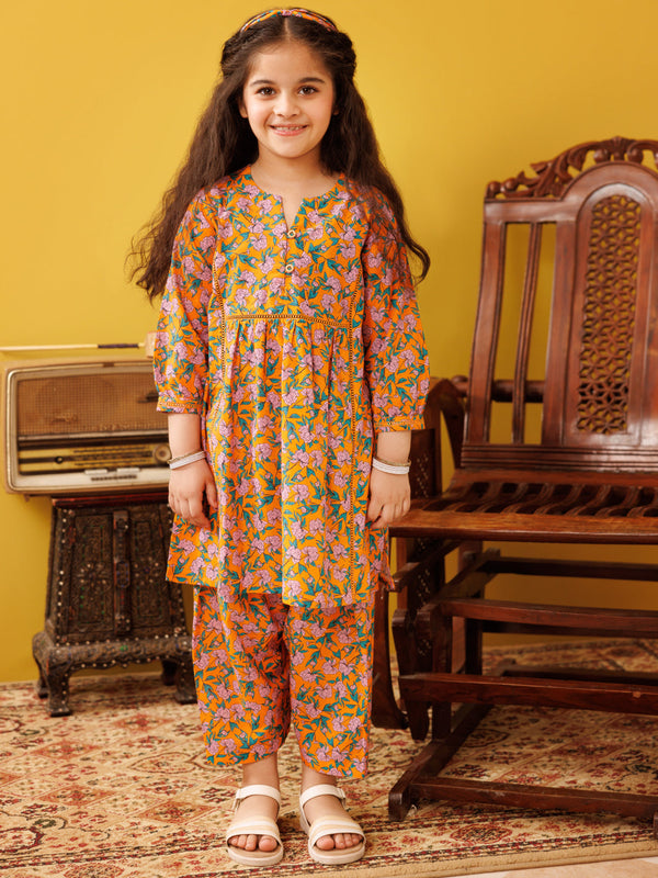 Orange Cambric 2 Piece Stitched - ALGR-2PS-LKS-1025