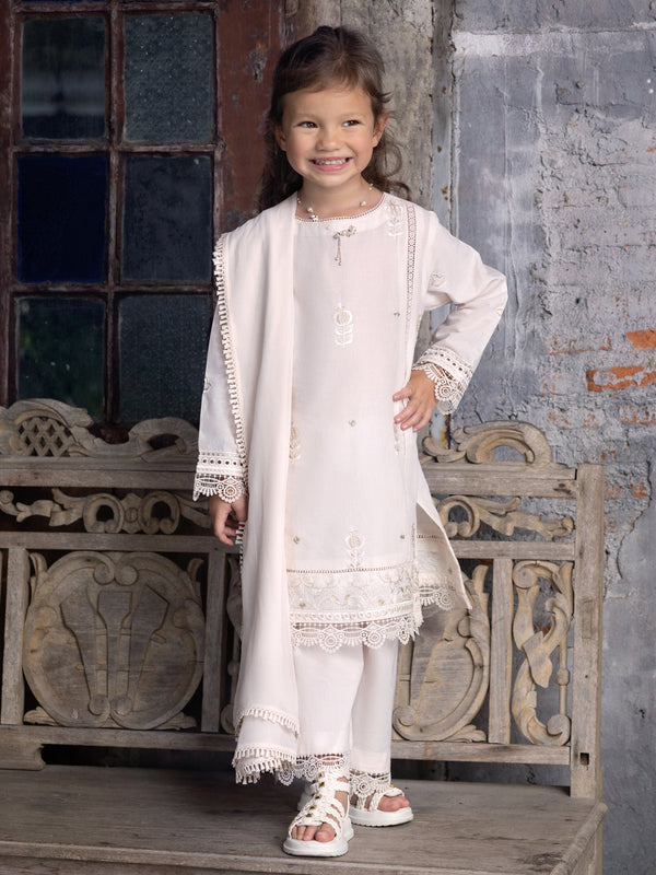 Off White Lawn 3Pc Stitched - ALGR-3PS-LS-018