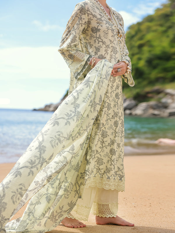Cream Lawn 3Pc Stitched - ALP-3PS-1806
