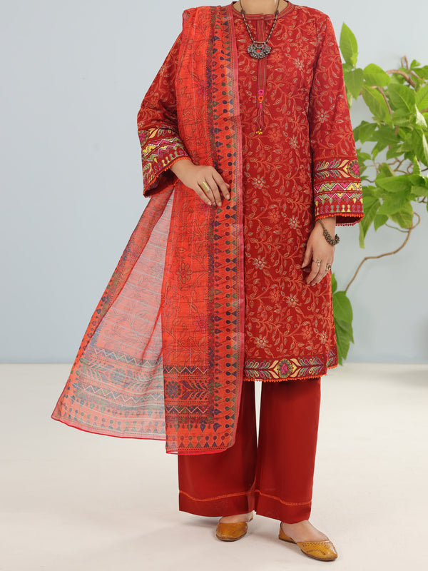 Rust Lawn 3Pc Unstitched - ALP-3PS-1883