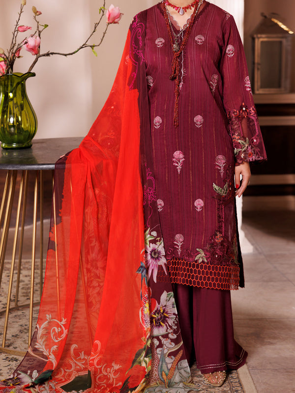 Purple Cotton Stripe 3Pc Unstitched - ALP-3PS-1941