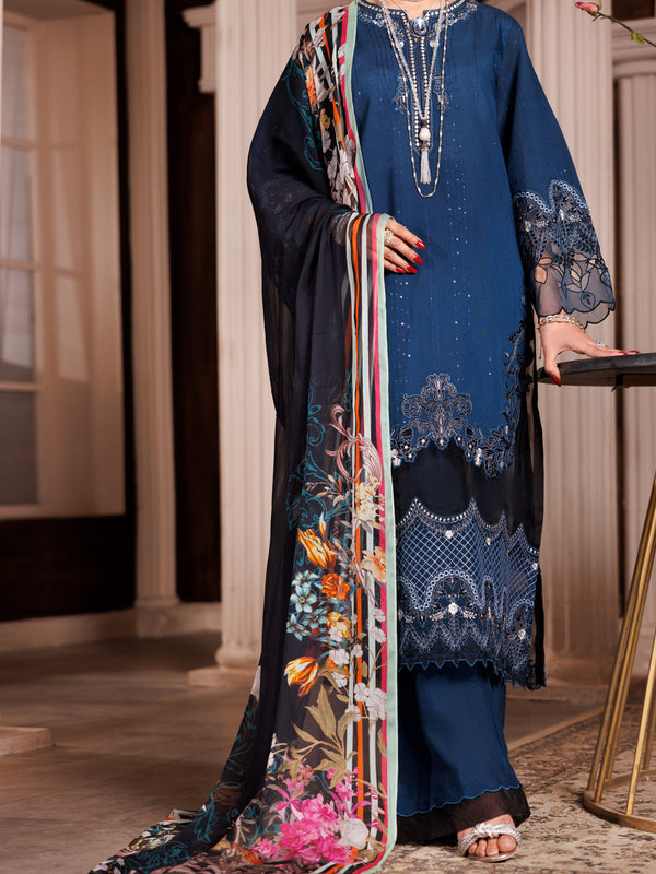 Teal Sequence Fabric 3Pc Unstitched - ALP-3PS-1942