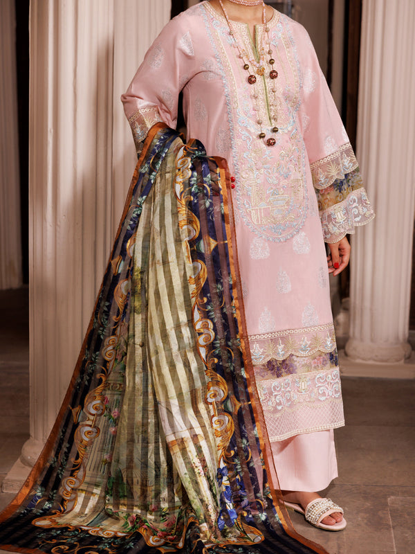 Light Pink Self Jacquard 3Pc Unstitched - ALP-3PS-1943