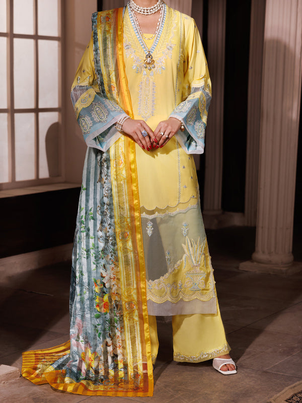 Yellow Poly Lawn 3Pc Unstitched - ALP-3PS-1946