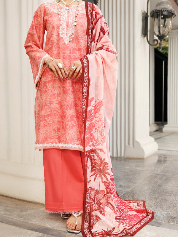 Light Pink Lawn 3Pc Unstitched - ALP-3PS-2007