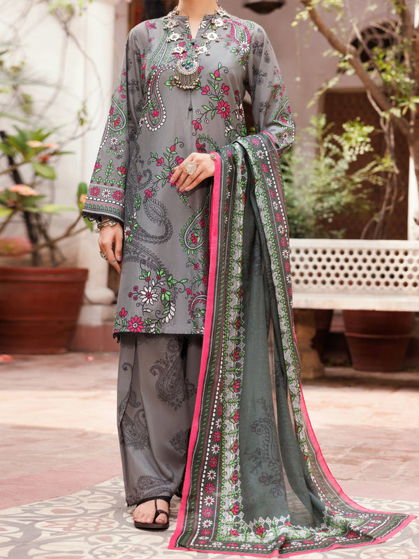 Grey Lawn 3Pc Stitched - ALP-3PS-2136