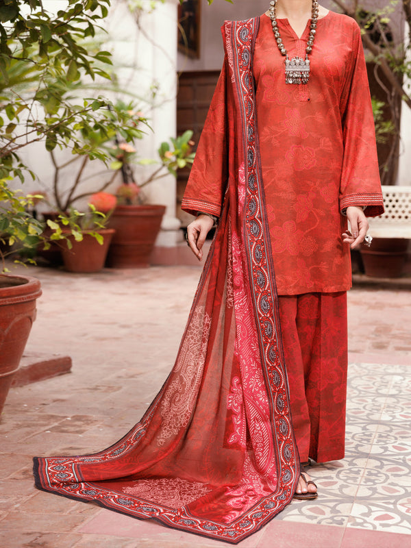Maroon Cambric 3Pc Stitched - ALP-3PS-2137