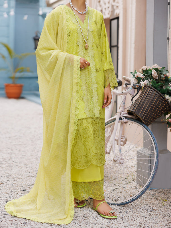 Lemon Schiffli Lawn 3Pc Stitched - ALP-3PS-2187