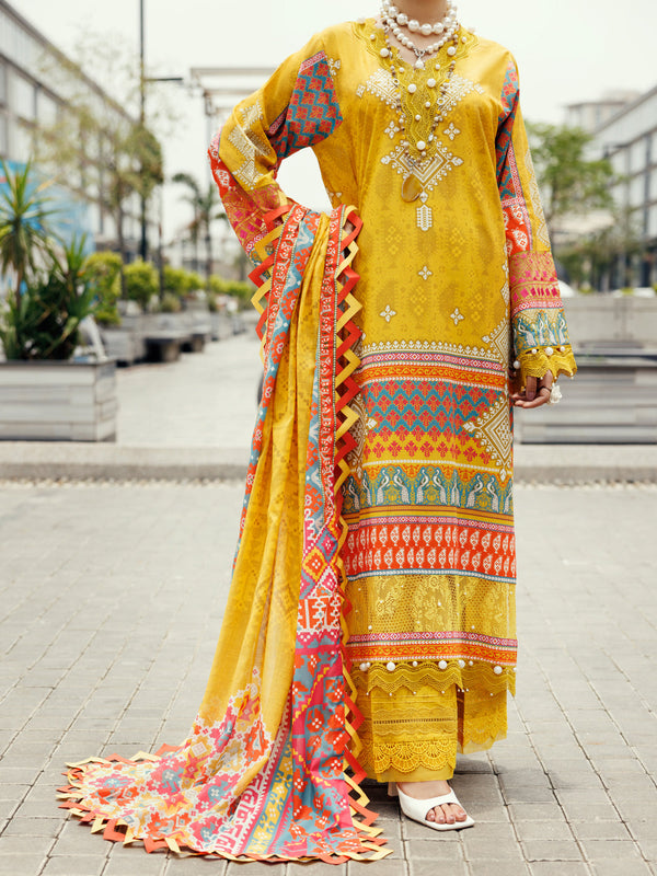 Yellow Cambric 3Pc Unstitched - ALP-3PS-2205