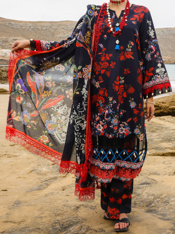 Black Lawn 3Pc Unstitched - ALP-3PS-2207