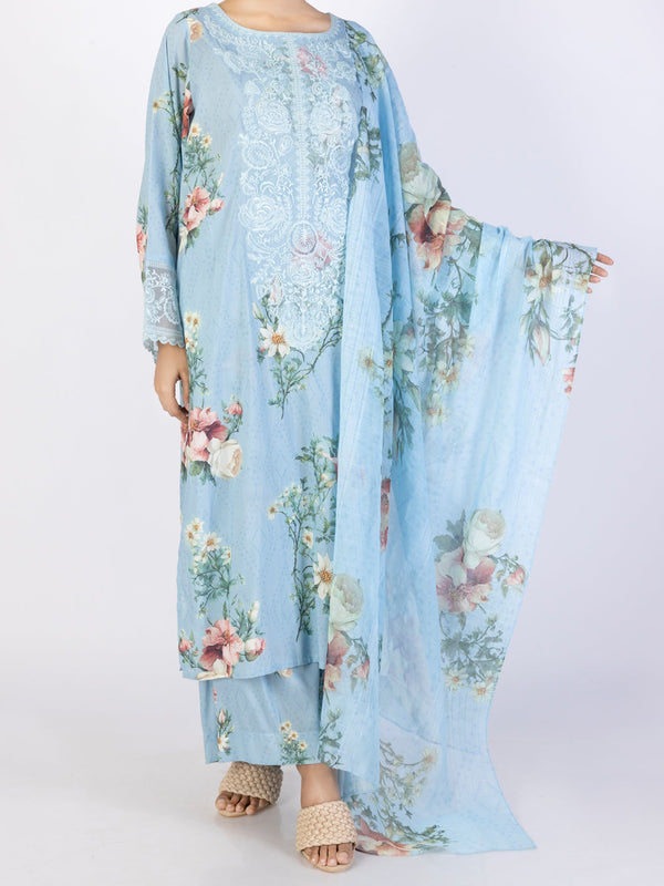 Sky Blue Lawn 3Pc Unstitched - ALP-3PS-2221