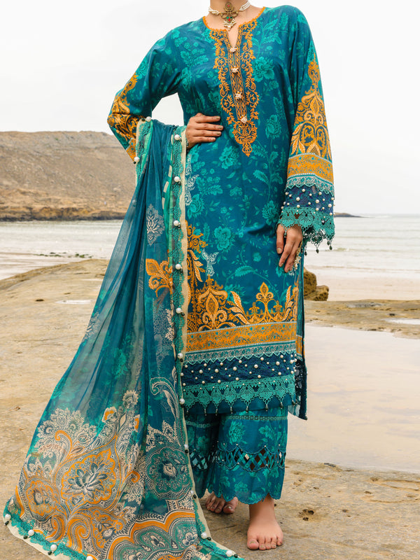 Teal Lawn 3Pc Unstitched - ALP-3PS-2222
