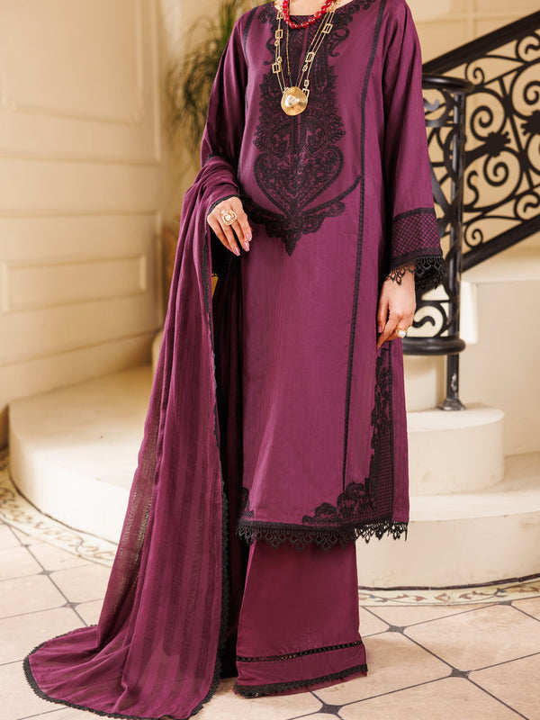 Purple Lino Kara 3Pc Unstitched - ALP-3PS-2227