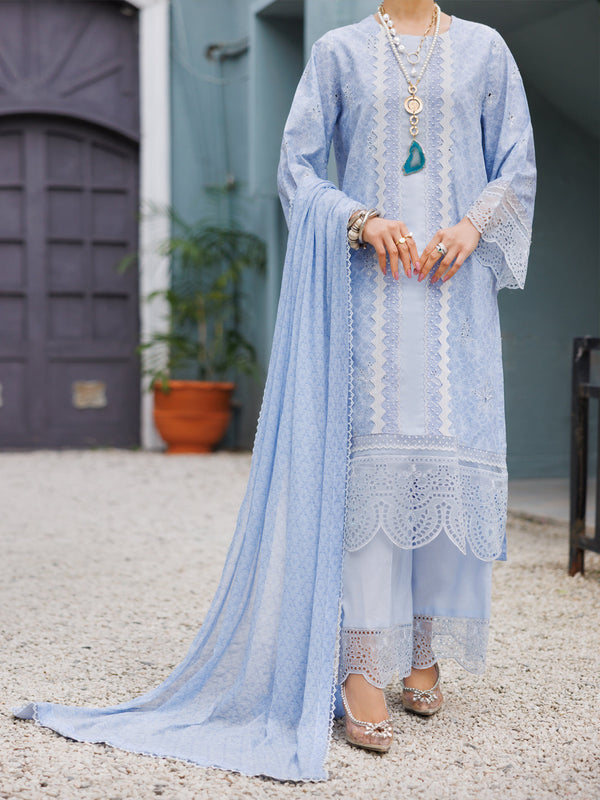 Light Purple Schiffli Lawn 3Pc Stitched - ALP-3PS-2272