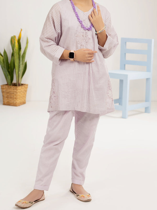Lilac Cotton Dobby 2 Piece Stitched - ALT-2PS-LKS-1113