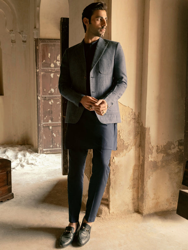 Blue Linen Blazer - AL-BLR-006