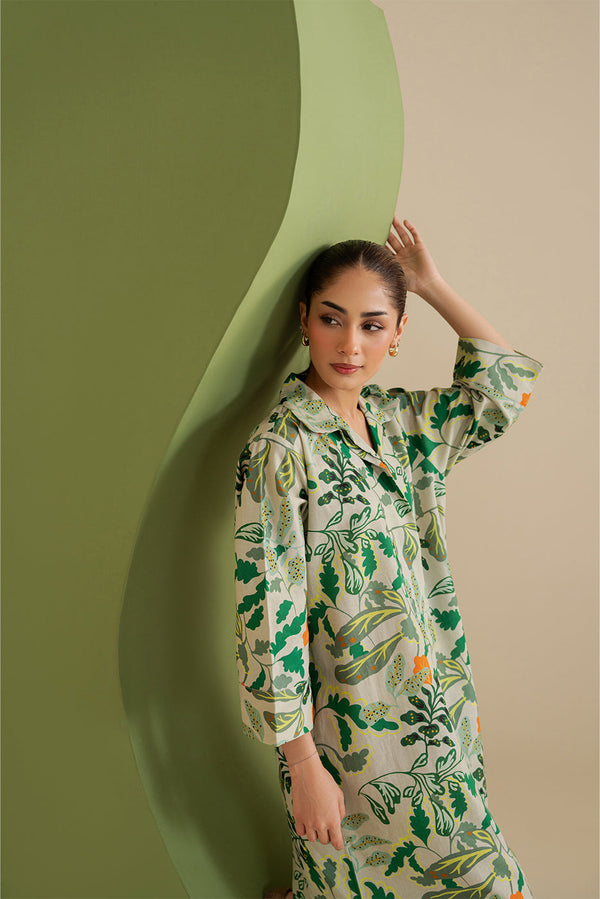 PRINTED COLLAR DRESS