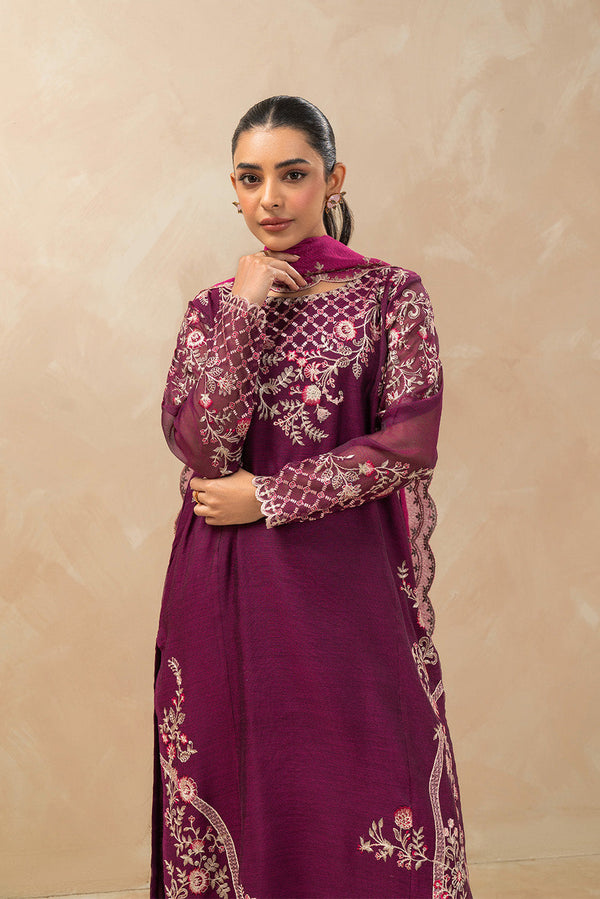 3 PIECE EMBROIDERED ORGANZA SUIT (LUXURY-PRET)