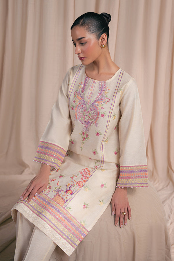 2 PIECE EMBROIDERED SPACE DYED SUIT (PRET)
