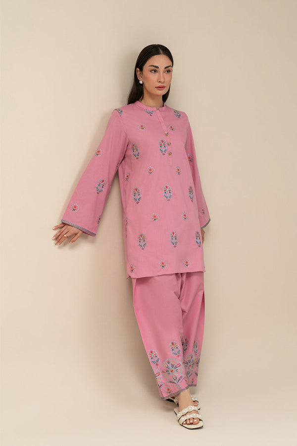 2 PIECE EMBROIDERED CAMBRIC SUIT (PRET)