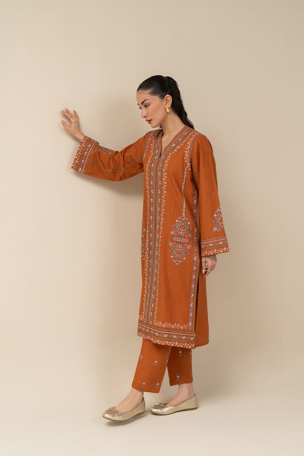 2 PIECE EMBROIDERED SLUB KHADDAR SUIT (PRET)