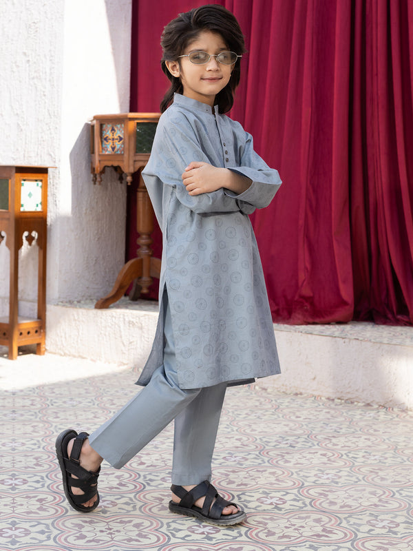 Light Grey Blended Kurta Trouser - ALBY-KT-007