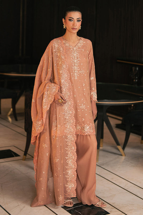 RUSTIC DEW-4PC EMBROIDERED TISSUE SUIT