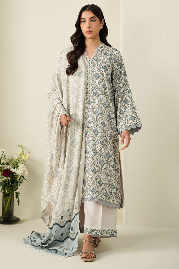 COCONUT HAZE-3PC LINEN PRINTED SUIT